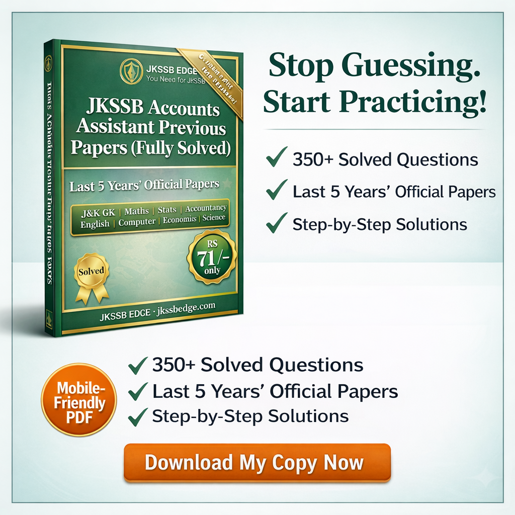 JKSSB Accounts Assistant Previous Papers (Solved)