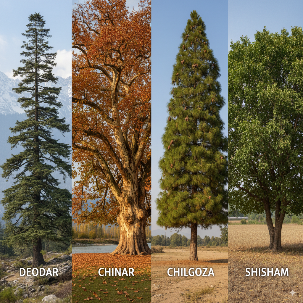 Deodar, Chinar, Chilgoza and Shisham