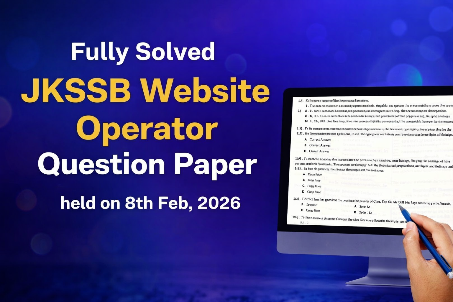 Operators Checking Papers Fully Solved JKSSB Website Operator Question Paper held on 8th Feb ...