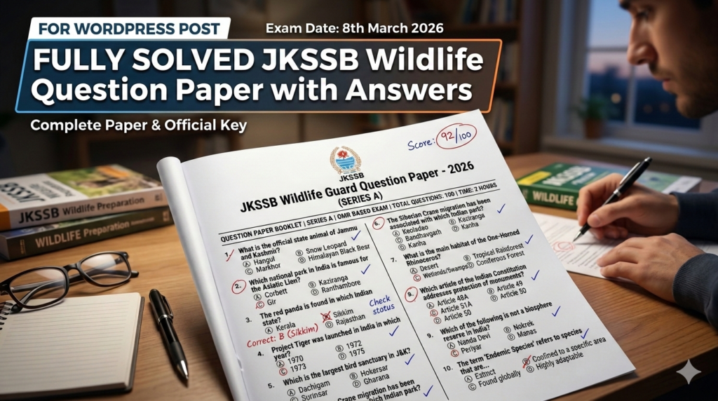 JKSSB Wildlife Guard Question Paper 8th March 2026 with Answers and Official Key