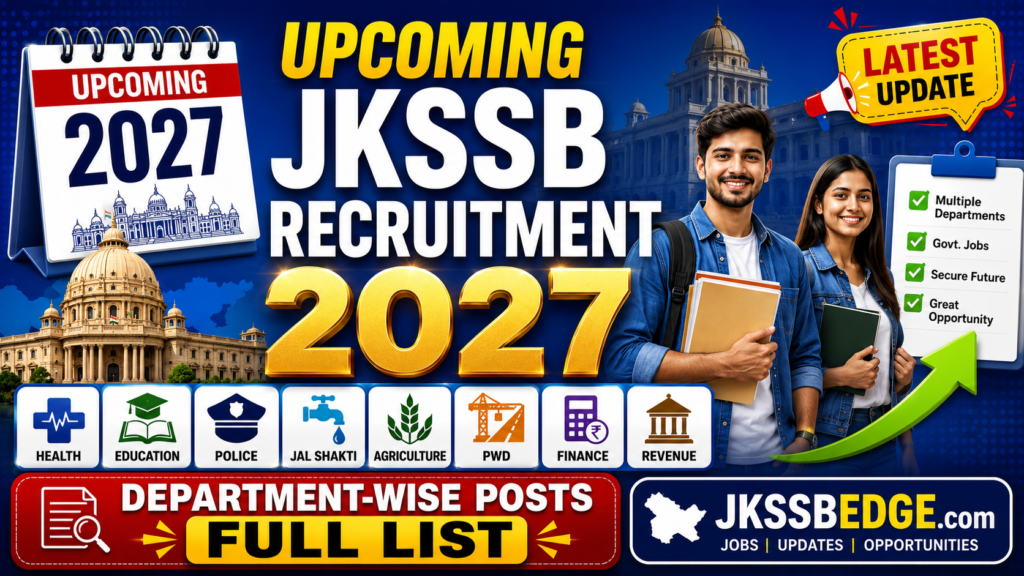 JKSSB Recruitment 2027 for all government department of Jammu and Kahsmir