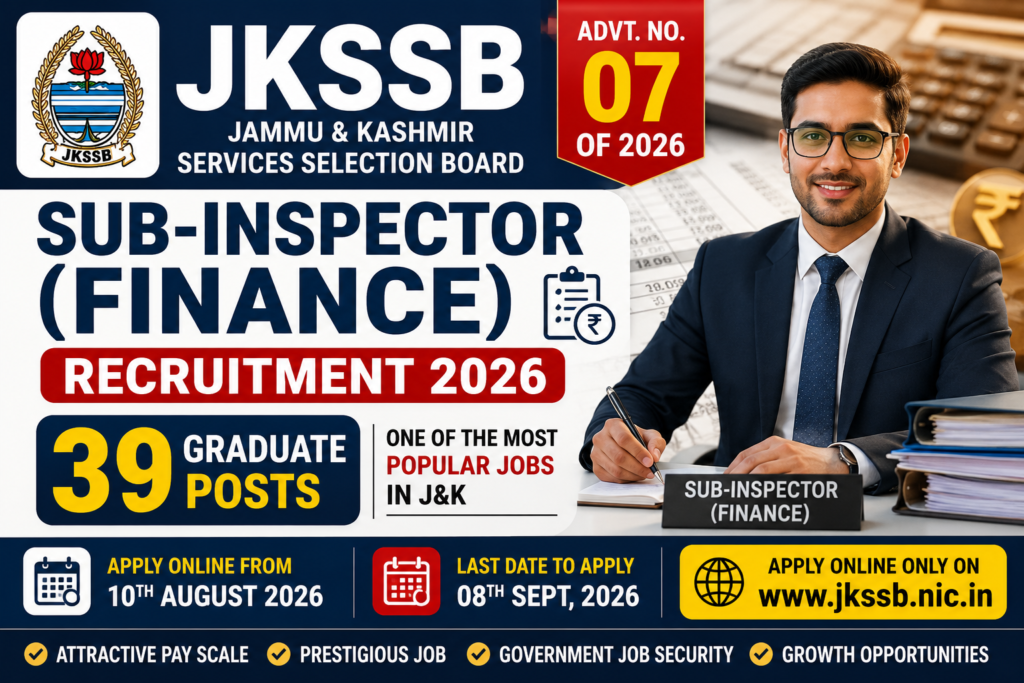 JKSSB Sub-Inspector (Finance) Recruitment 2026.